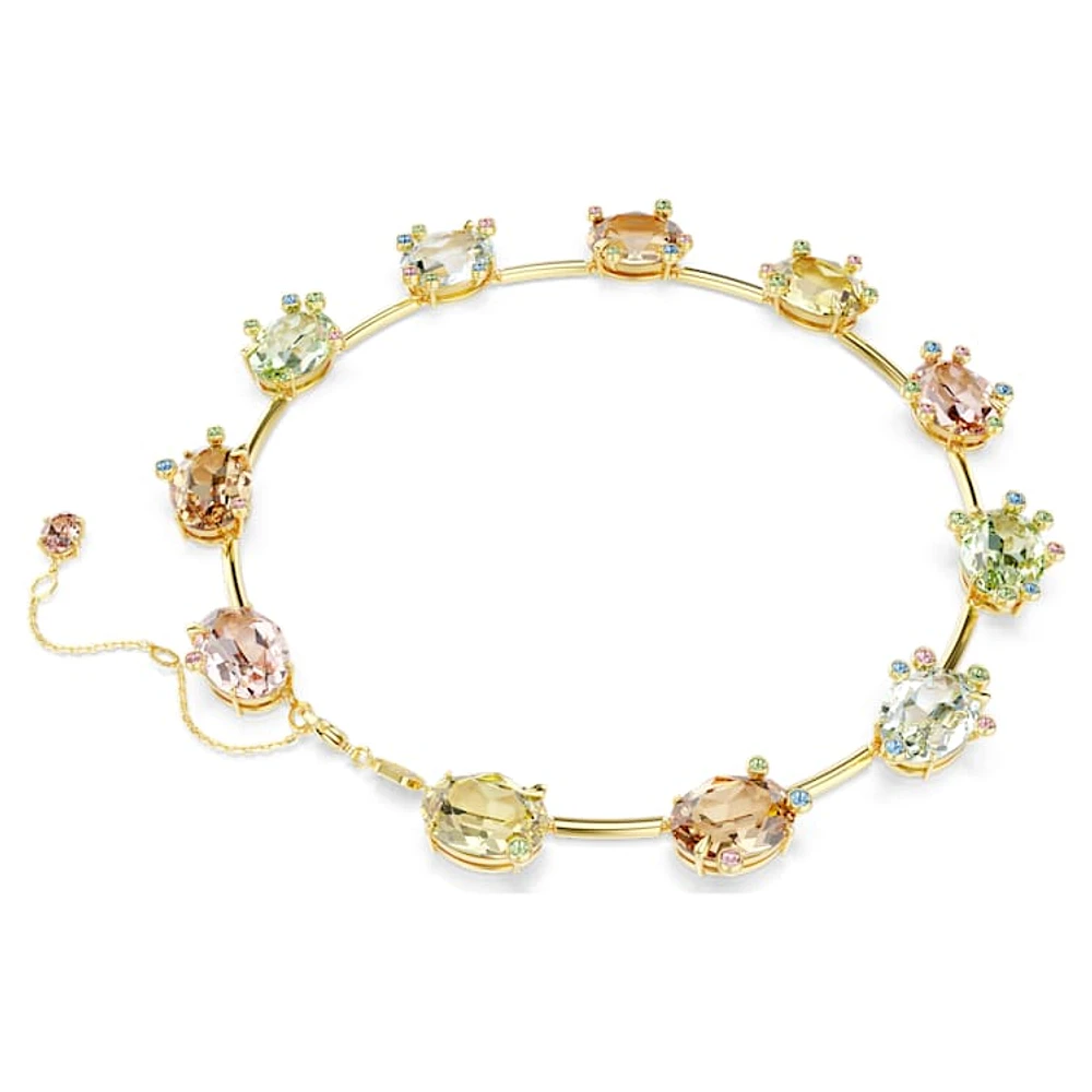 Gema Tennis necklace, Mixed cuts, Multicoloured, Gold-tone plated by SWAROVSKI