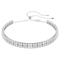 Matrix choker, Round cut, White, Rhodium plated by SWAROVSKI