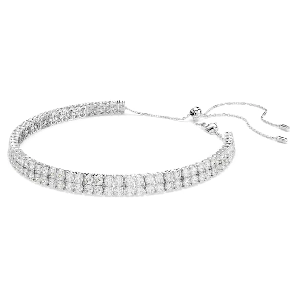 Matrix choker, Round cut, White, Rhodium plated by SWAROVSKI