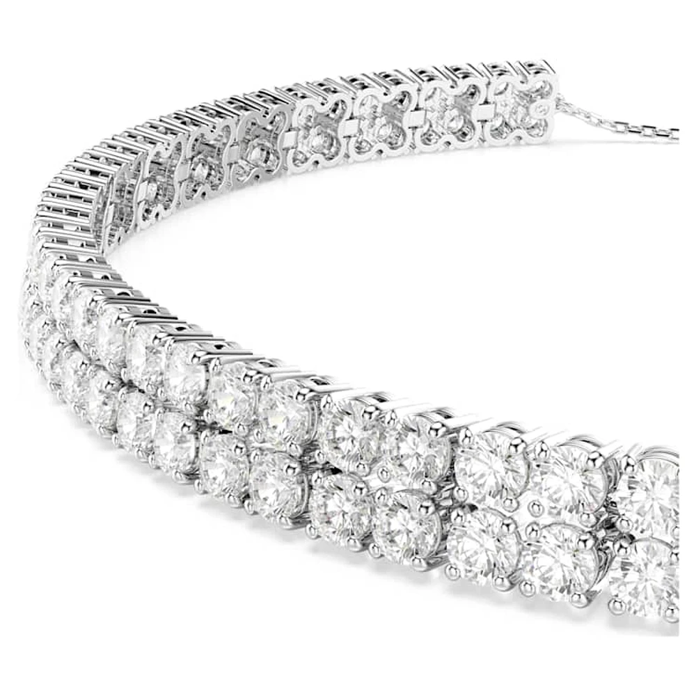 Matrix choker, Round cut, White, Rhodium plated by SWAROVSKI