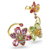 Idyllia ear cuff, Set (3), Asymmetrical design, Mixed cuts, Flower, Multicoloured, Gold-tone plated by SWAROVSKI