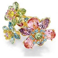 Idyllia ring, Mixed cuts, Flower, Multicoloured, Gold-tone plated by SWAROVSKI