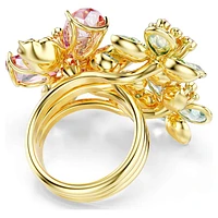 Idyllia ring, Mixed cuts, Flower, Multicoloured, Gold-tone plated by SWAROVSKI