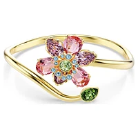 Idyllia bangle, Mixed cuts, Flower, Multicoloured, Gold-tone plated by SWAROVSKI