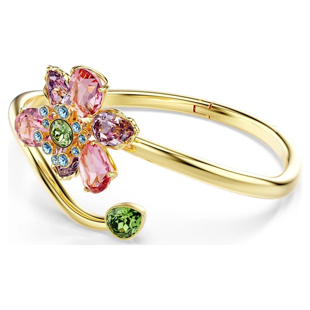 Idyllia bangle, Mixed cuts, Flower, Multicoloured, Gold-tone plated by SWAROVSKI