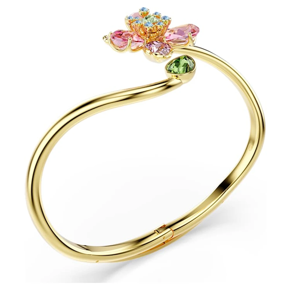 Idyllia bangle, Mixed cuts, Flower, Multicoloured, Gold-tone plated by SWAROVSKI