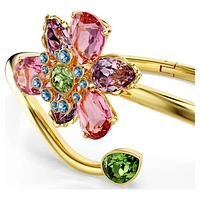 Idyllia bangle, Mixed cuts, Flower, Multicoloured, Gold-tone plated by SWAROVSKI