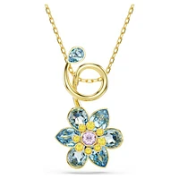 Idyllia pendant, Mixed cuts, Flower, Blue, Gold-tone plated by SWAROVSKI