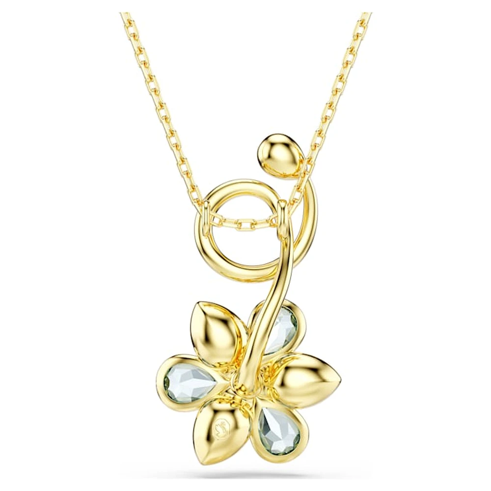 Idyllia pendant, Mixed cuts, Flower, Blue, Gold-tone plated by SWAROVSKI