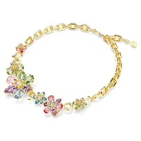 Idyllia necklace, Mixed cuts, Flower, Multicoloured, Gold-tone plated by SWAROVSKI