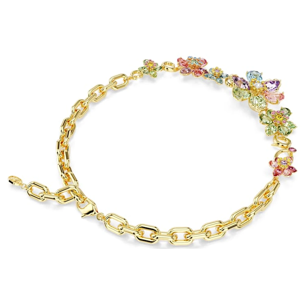 Idyllia necklace, Mixed cuts, Flower, Multicoloured, Gold-tone plated by SWAROVSKI