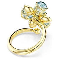 Idyllia open ring, Mixed cuts, Flower, Blue, Gold-tone plated by SWAROVSKI