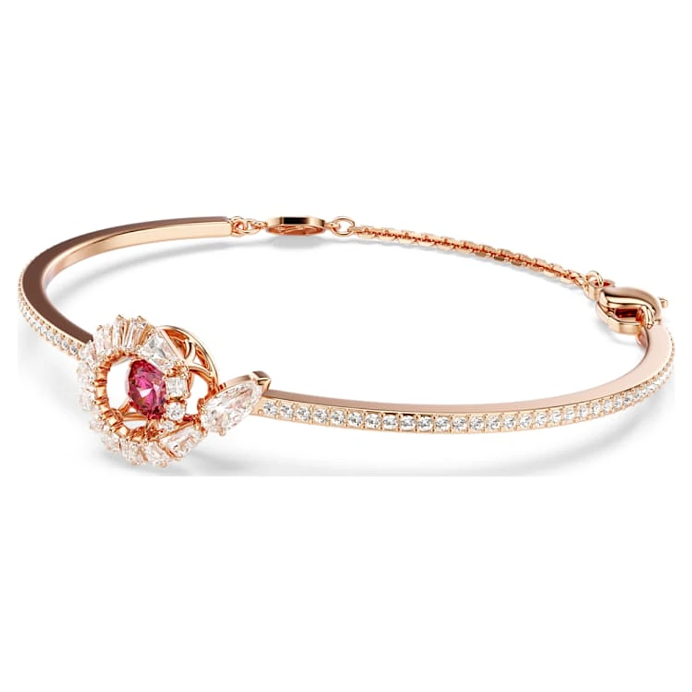 Snake bangle, Mixed cuts, Year of the Snake, Red, Rose gold-tone plated by SWAROVSKI