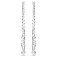 Matrix drop earrings, Gradient of round cuts, White, Rhodium plated by SWAROVSKI