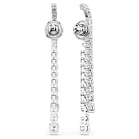 Matrix drop earrings, Gradient of round cuts, White, Rhodium plated by SWAROVSKI