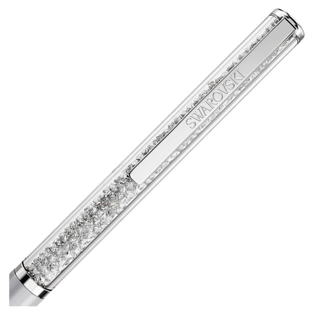 Crystalline Silk ballpoint pen, White, White lacquered, chrome plated by SWAROVSKI