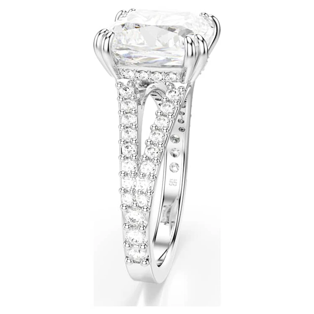 Stilla ring, Square cut, White, Silver-tone finish by SWAROVSKI