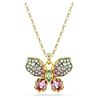 Idyllia pendant, Mixed cuts, Pavé, Butterfly, Multicoloured, Gold-tone plated by SWAROVSKI