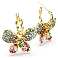 Idyllia drop earrings, Mixed cuts, Pavé, Butterfly, Multicoloured, Gold-tone plated by SWAROVSKI