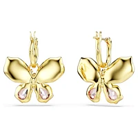 Idyllia drop earrings, Mixed cuts, Pavé, Butterfly, Multicoloured, Gold-tone plated by SWAROVSKI