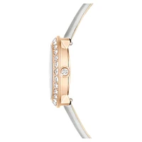 Matrix Tennis watch, Swiss Made, Leather strap, Grey, Rose gold-tone finish by SWAROVSKI