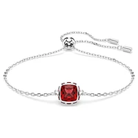 Birthstone bracelet, Square cut, January, Red, Rhodium plated by SWAROVSKI