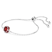 Birthstone bracelet, Square cut, January, Red, Rhodium plated by SWAROVSKI