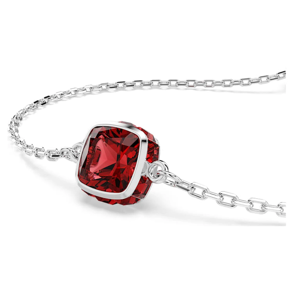 Birthstone bracelet, Square cut, January, Red, Rhodium plated by SWAROVSKI