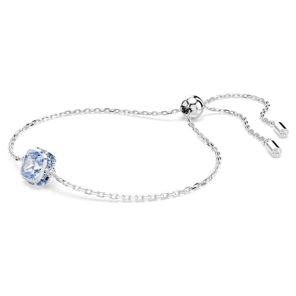 Birthstone bracelet, Square cut, March, Blue, Rhodium plated by SWAROVSKI