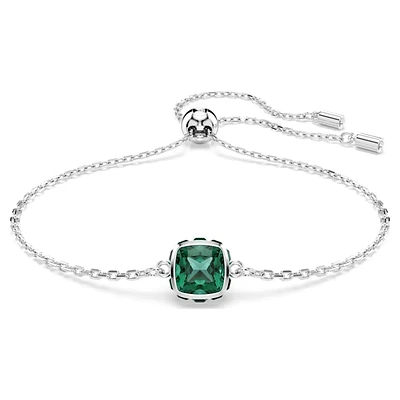 Birthstone bracelet, Square cut, May, Green, Rhodium plated by SWAROVSKI