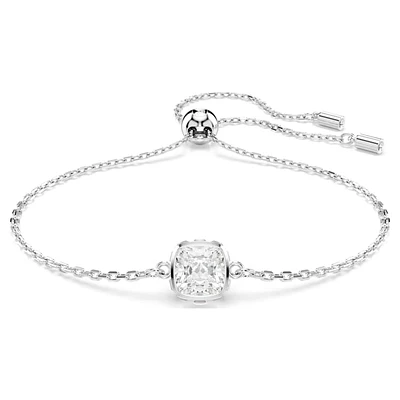 Birthstone bracelet, Square cut, April, White, Rhodium plated by SWAROVSKI