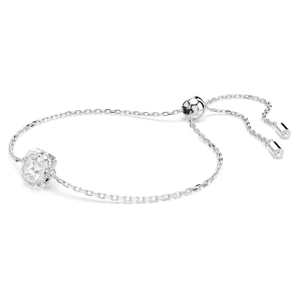 Birthstone bracelet, Square cut, April, White, Rhodium plated by SWAROVSKI