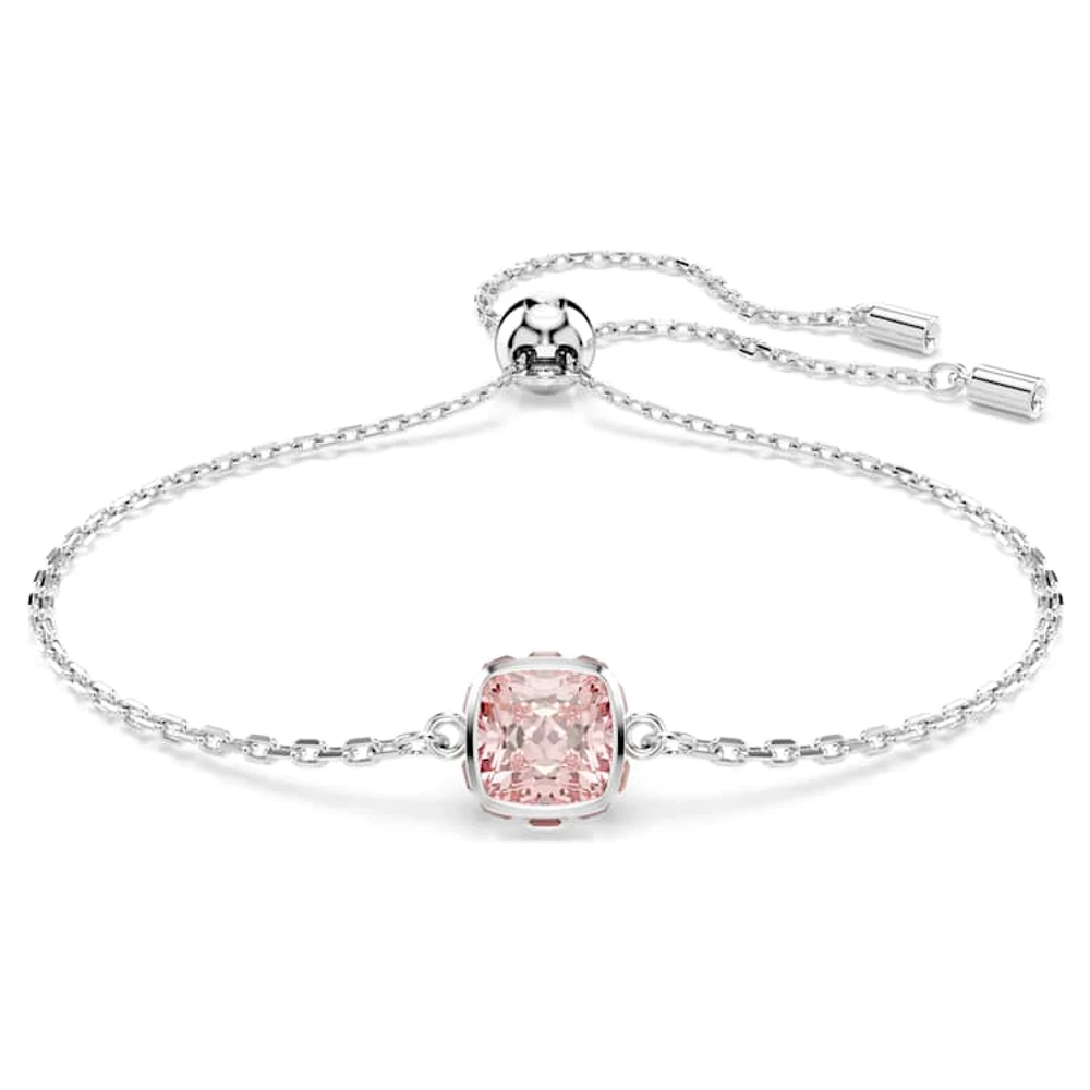 Birthstone bracelet, Square cut, June, Pink, Rhodium plated by SWAROVSKI