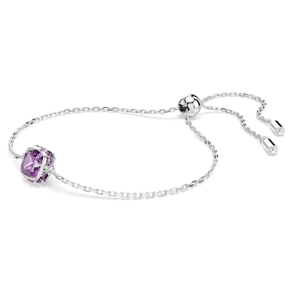 Birthstone bracelet, Square cut, February, Purple, Rhodium plated by SWAROVSKI