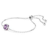 Birthstone bracelet, Square cut, February, Purple, Rhodium plated by SWAROVSKI