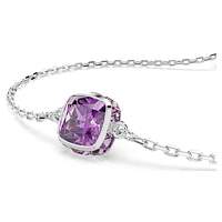 Birthstone bracelet, Square cut, February, Purple, Rhodium plated by SWAROVSKI