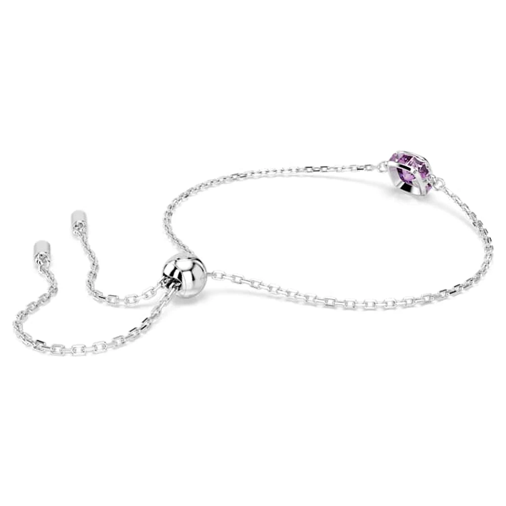 Birthstone bracelet, Square cut, February, Purple, Rhodium plated by SWAROVSKI