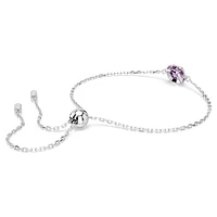 Birthstone bracelet, Square cut, February, Purple, Rhodium plated by SWAROVSKI