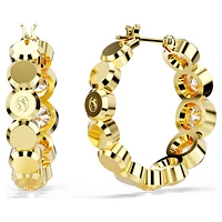 Imber hoop earrings, Round cut, White, Gold-tone plated by SWAROVSKI