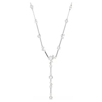 Constella Y necklace, Crystal pearl, Round cuts, White, Rhodium plated by SWAROVSKI