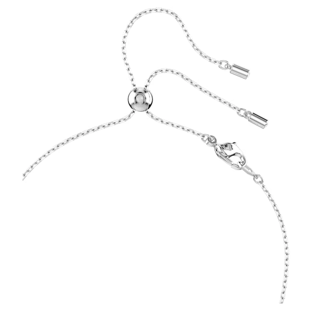 Constella Y necklace, Crystal pearl, Round cuts, White, Rhodium plated by SWAROVSKI