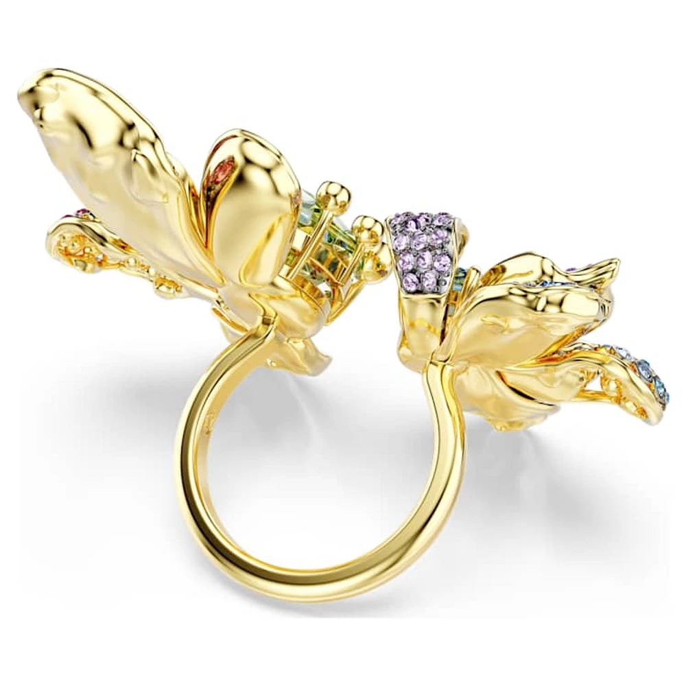 Idyllia ring, Mixed cuts, Pavé, Flower, Multicoloured, metal finish by SWAROVSKI