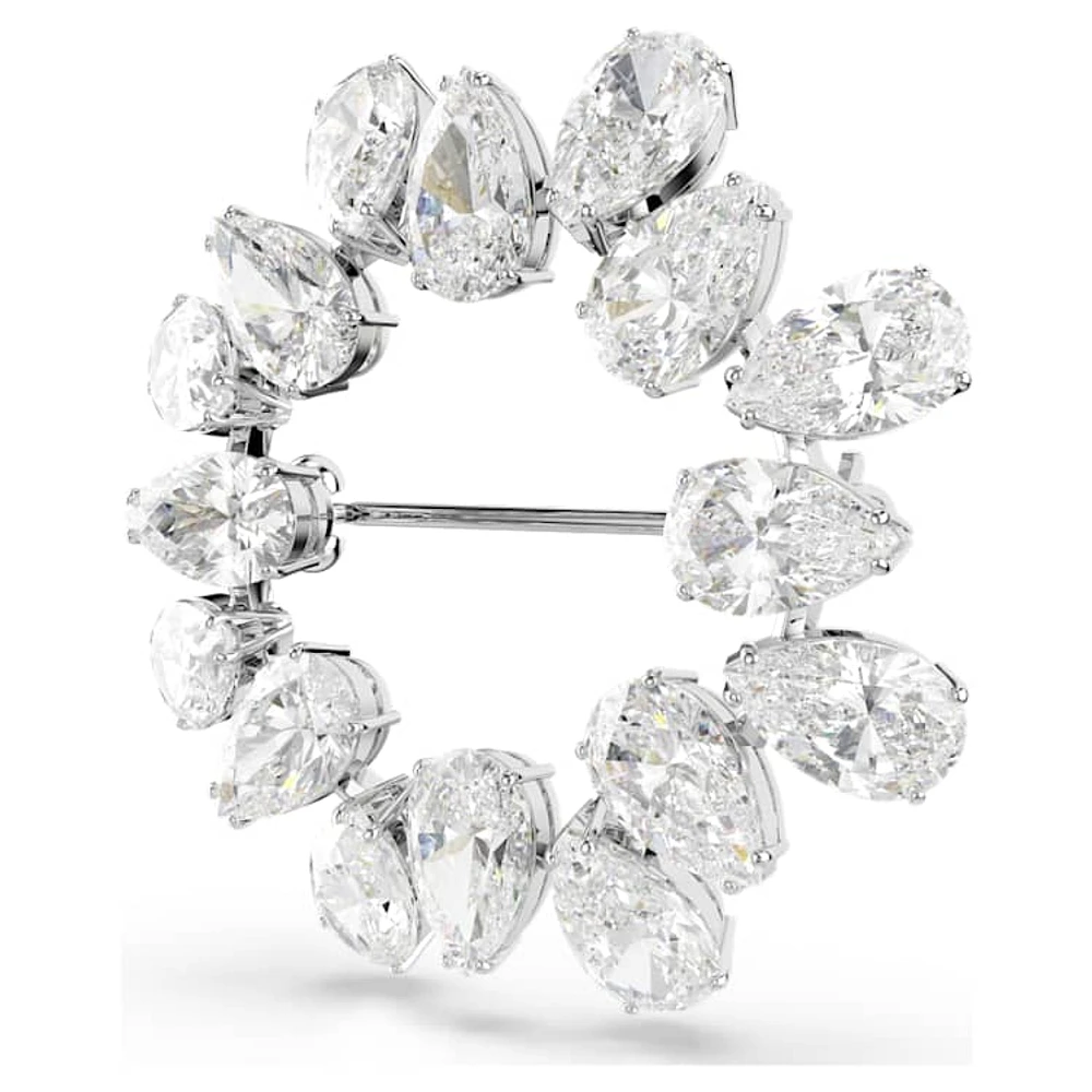 Matrix brooch, Pear cut, White, Rhodium plated by SWAROVSKI