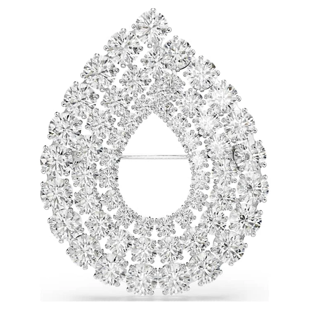 Matrix brooch, Round cut, White, Rhodium plated by SWAROVSKI