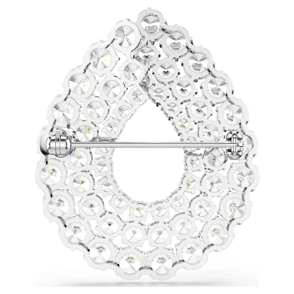 Matrix brooch, Round cut, White, Rhodium plated by SWAROVSKI