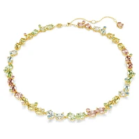 Gema Tennis necklace, Mixed cuts, Multicoloured, Gold-tone plated by SWAROVSKI