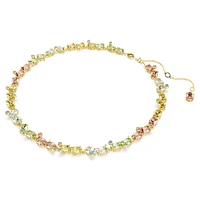 Gema Tennis necklace, Mixed cuts, Multicoloured, Gold-tone plated by SWAROVSKI