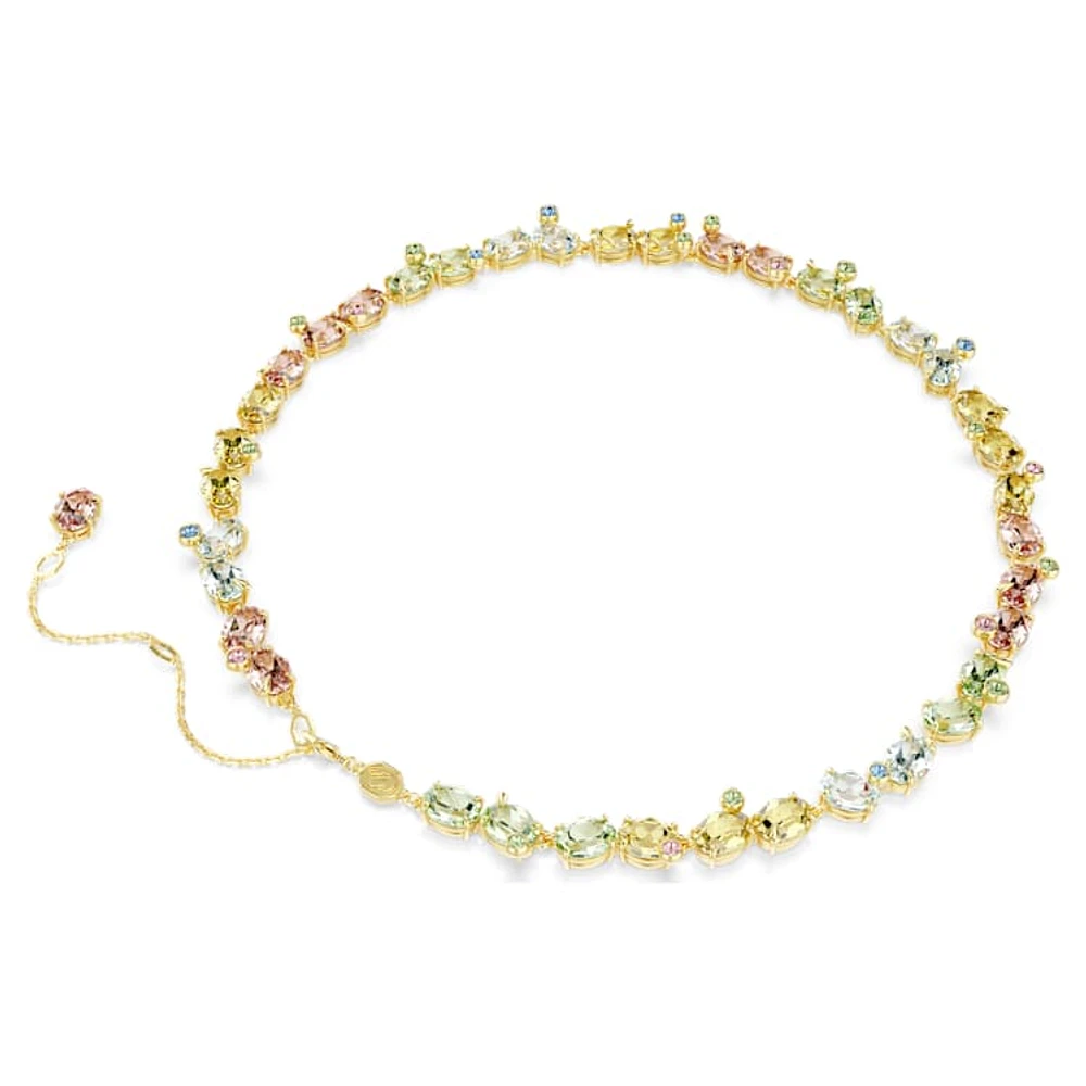 Gema Tennis necklace, Mixed cuts, Multicoloured, Gold-tone plated by SWAROVSKI