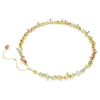 Gema Tennis necklace, Mixed cuts, Multicoloured, Gold-tone plated by SWAROVSKI