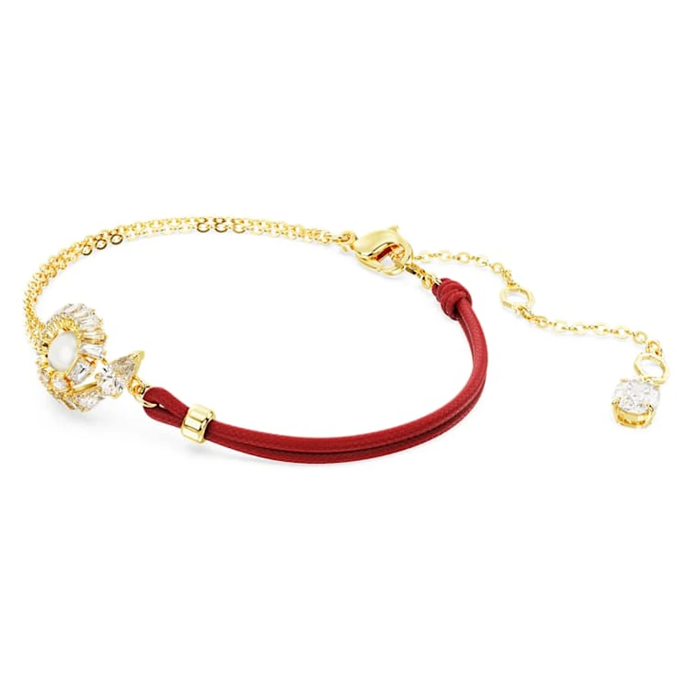 Snake bracelet, Crystal pearl, Mixed cuts, Year of the Snake, Red, Gold-tone plated by SWAROVSKI